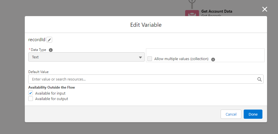 Lightning-flow-in-LWC-component-variable-declare